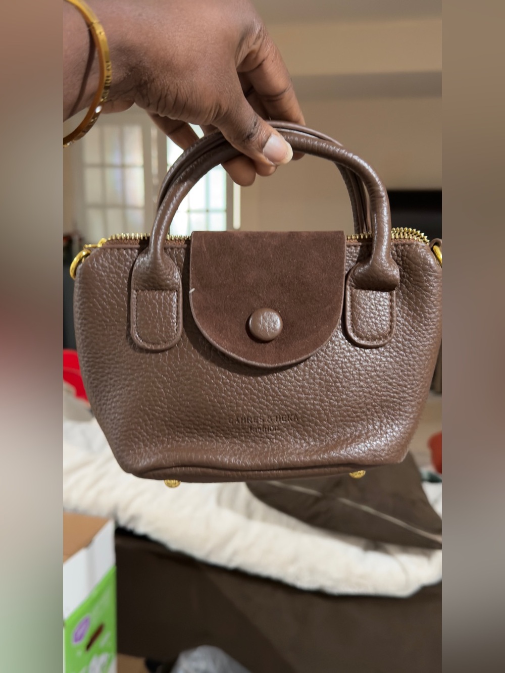 Brown Leather Mini Satchel Handbag by (unbranded)